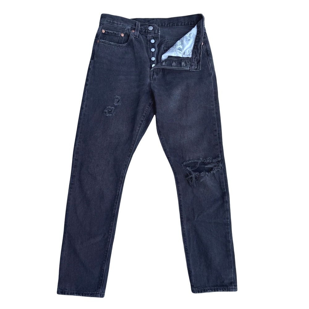 Levi's‎ 501 Skinny Women's Distressed Black Wash Jeans Ripped Knee Button Fly